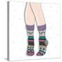 Woman Wearing A Pair Of Wool Socks. Cute Winter Background-cherry blossom girl-Stretched Canvas