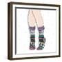 Woman Wearing A Pair Of Wool Socks. Cute Winter Background-cherry blossom girl-Framed Premium Giclee Print