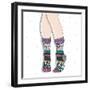 Woman Wearing A Pair Of Wool Socks. Cute Winter Background-cherry blossom girl-Framed Premium Giclee Print