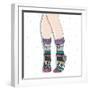 Woman Wearing A Pair Of Wool Socks. Cute Winter Background-cherry blossom girl-Framed Premium Giclee Print