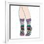 Woman Wearing A Pair Of Wool Socks. Cute Winter Background-cherry blossom girl-Framed Premium Giclee Print