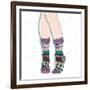 Woman Wearing A Pair Of Wool Socks. Cute Winter Background-cherry blossom girl-Framed Premium Giclee Print