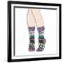 Woman Wearing A Pair Of Wool Socks. Cute Winter Background-cherry blossom girl-Framed Premium Giclee Print