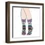 Woman Wearing A Pair Of Wool Socks. Cute Winter Background-cherry blossom girl-Framed Art Print