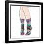 Woman Wearing A Pair Of Wool Socks. Cute Winter Background-cherry blossom girl-Framed Art Print