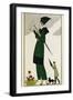 Woman wearing a tailoured outfit of green and black silk, with a strawberrry silk waistcoat-Georges Barbier-Framed Giclee Print