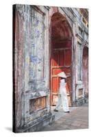 Woman Wearing Ao Dai Dress at Dien Tho Inside Citadel, Hue, Thua Thien-Hue, Vietnam (Mr)-Ian Trower-Stretched Canvas