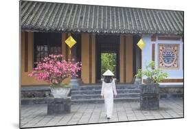 Woman Wearing Ao Dai Dress at Left House Inside Citadel, Hue, Thua Thien-Hue, Vietnam, Indochina-Ian Trower-Mounted Photographic Print