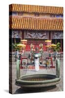 Woman Wearing Ao Dai Dress at Mieu Temple Inside Citadel, Hue, Thua Thien-Hue, Vietnam, Indochina-Ian Trower-Stretched Canvas