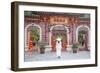 Woman Wearing Ao Dai Dress at Phouc Kien Assembly Hall, Hoi An, Quang Nam, Vietnam, Indochina-Ian Trower-Framed Photographic Print