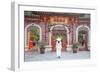 Woman Wearing Ao Dai Dress at Phouc Kien Assembly Hall, Hoi An, Quang Nam, Vietnam, Indochina-Ian Trower-Framed Photographic Print