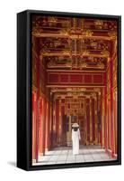 Woman Wearing Ao Dai Dress in Imperial Palace Inside Citadel, Hue, Thua Thien-Hue, Vietnam (Mr)-Ian Trower-Framed Stretched Canvas