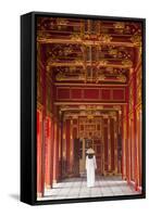 Woman Wearing Ao Dai Dress in Imperial Palace Inside Citadel, Hue, Thua Thien-Hue, Vietnam (Mr)-Ian Trower-Framed Stretched Canvas