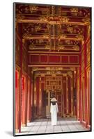Woman Wearing Ao Dai Dress in Imperial Palace Inside Citadel, Hue, Thua Thien-Hue, Vietnam (Mr)-Ian Trower-Mounted Photographic Print