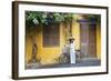 Woman Wearing Ao Dai Dress with Bicycle, Hoi An, Quang Ham, Vietnam-Ian Trower-Framed Photographic Print