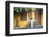 Woman Wearing Ao Dai Dress with Bicycle, Hoi An, Quang Ham, Vietnam-Ian Trower-Framed Photographic Print