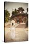 Woman Wearing Ao Dai Dress-Ian Trower-Stretched Canvas