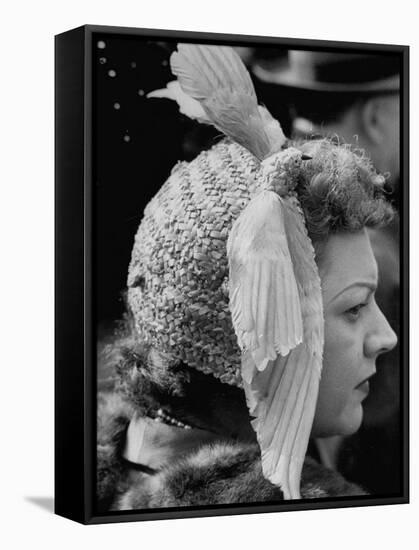 Woman Wearing Bird Decoration in Hair at Dwight D. Eisenhower's Inauguration-Cornell Capa-Framed Stretched Canvas