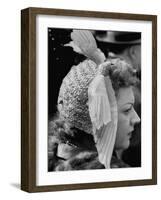 Woman Wearing Bird Decoration in Hair at Dwight D. Eisenhower's Inauguration-Cornell Capa-Framed Photographic Print