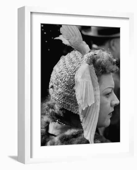 Woman Wearing Bird Decoration in Hair at Dwight D. Eisenhower's Inauguration-Cornell Capa-Framed Photographic Print