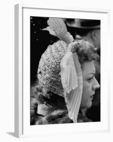 Woman Wearing Bird Decoration in Hair at Dwight D. Eisenhower's Inauguration-Cornell Capa-Framed Photographic Print