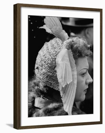 Woman Wearing Bird Decoration in Hair at Dwight D. Eisenhower's Inauguration-Cornell Capa-Framed Photographic Print