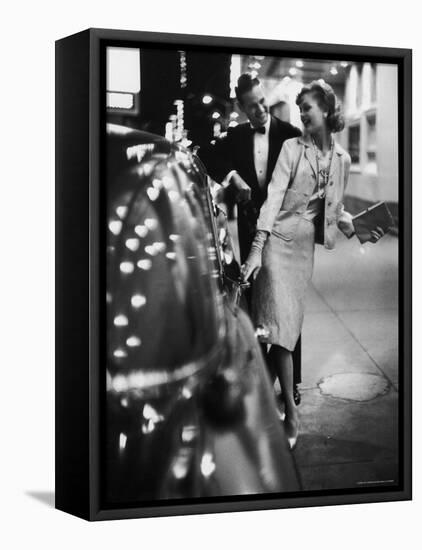 Woman Wearing Daridow Copy of Chanel Evening Suit-Gordon Parks-Framed Stretched Canvas