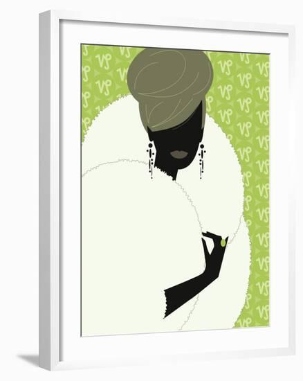 Woman Wearing Fur Coat-null-Framed Giclee Print