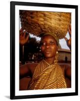 Woman Wearing Gold Fabric Dress and Carrying Basket, Kabile, Brong-Ahafo Region, Ghana-Alison Jones-Framed Photographic Print