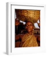 Woman Wearing Gold Fabric Dress and Carrying Basket, Kabile, Brong-Ahafo Region, Ghana-Alison Jones-Framed Photographic Print