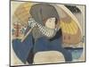 Woman Wearing Hood with Umbrella, 1818-Utagawa Kunisada-Mounted Giclee Print