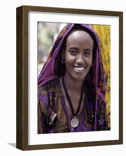 Woman Wearing Maria Theresa Thaler, an Old Silver Coin, at Senbete, Weekly Market, Ethiopia-Nigel Pavitt-Framed Photographic Print