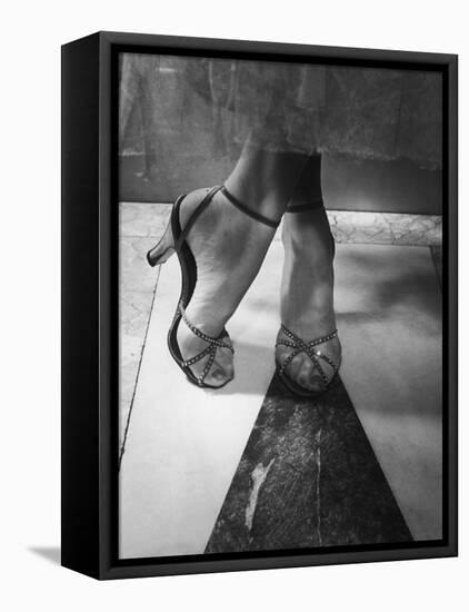 Woman Wearing Popular Style of Jeweled Evening Sandals-Nina Leen-Framed Stretched Canvas