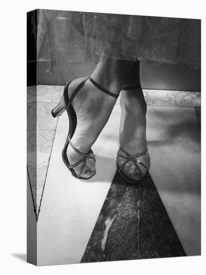 Woman Wearing Popular Style of Jeweled Evening Sandals-Nina Leen-Stretched Canvas