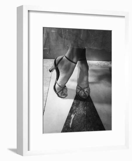 Woman Wearing Popular Style of Jeweled Evening Sandals-Nina Leen-Framed Premium Photographic Print