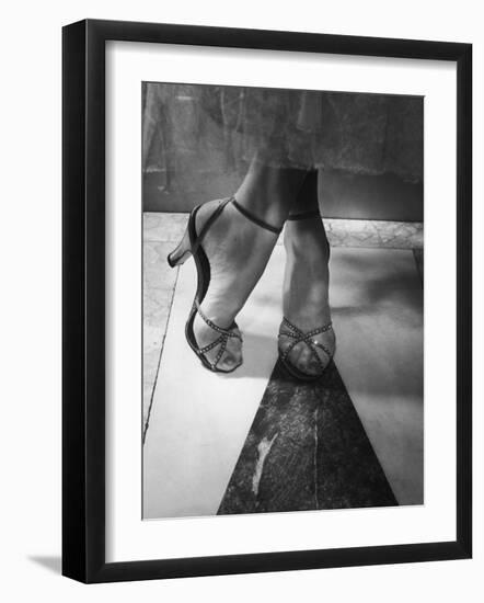 Woman Wearing Popular Style of Jeweled Evening Sandals-Nina Leen-Framed Photographic Print