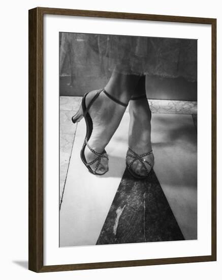 Woman Wearing Popular Style of Jeweled Evening Sandals-Nina Leen-Framed Photographic Print