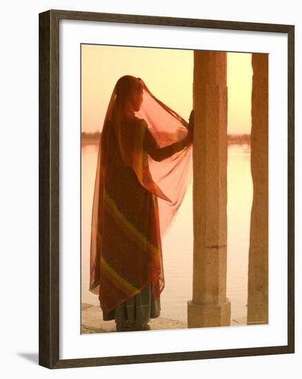 Woman Wearing Sari, Jaisalmer, Rajasthan, India-Doug Pearson-Framed Photographic Print