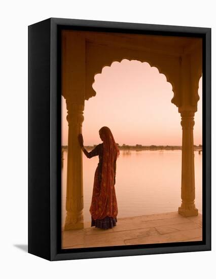 Woman Wearing Sari, Jaisalmer, Rajasthan, India-Doug Pearson-Framed Stretched Canvas