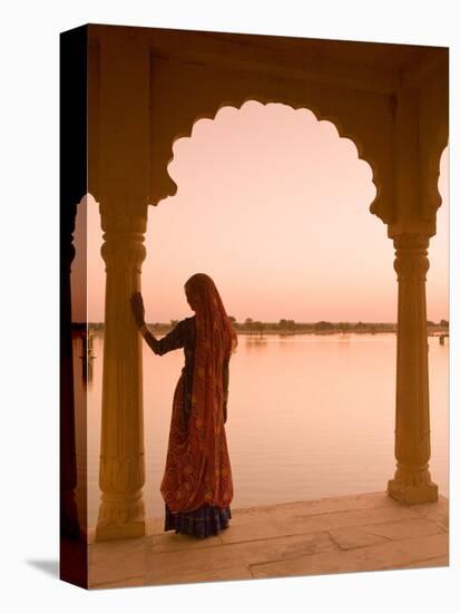 Woman Wearing Sari, Jaisalmer, Rajasthan, India-Doug Pearson-Stretched Canvas