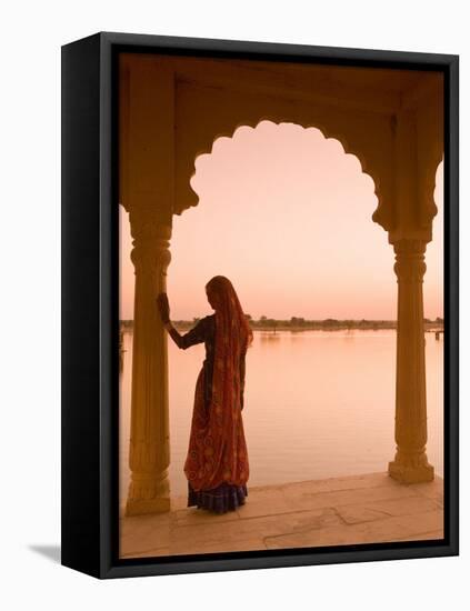 Woman Wearing Sari, Jaisalmer, Rajasthan, India-Doug Pearson-Framed Stretched Canvas