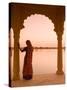 Woman Wearing Sari, Jaisalmer, Rajasthan, India-Doug Pearson-Stretched Canvas