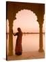 Woman Wearing Sari, Jaisalmer, Rajasthan, India-Doug Pearson-Stretched Canvas