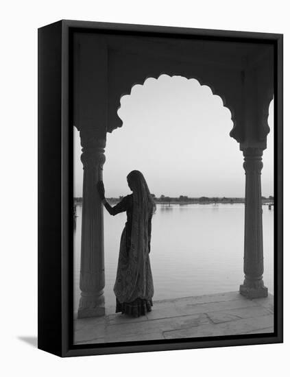 Woman Wearing Sari, Jaisalmer, Rajasthan, India-Doug Pearson-Framed Stretched Canvas