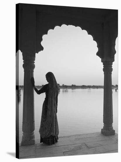 Woman Wearing Sari, Jaisalmer, Rajasthan, India-Doug Pearson-Stretched Canvas