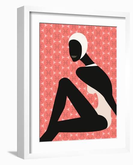 Woman Wearing Swim Cap-null-Framed Giclee Print