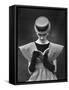 Woman Wearing Wide Shoulder Fashion Look-Nina Leen-Framed Stretched Canvas