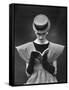 Woman Wearing Wide Shoulder Fashion Look-Nina Leen-Framed Stretched Canvas