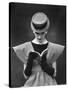 Woman Wearing Wide Shoulder Fashion Look-Nina Leen-Stretched Canvas