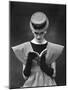 Woman Wearing Wide Shoulder Fashion Look-Nina Leen-Mounted Premium Photographic Print